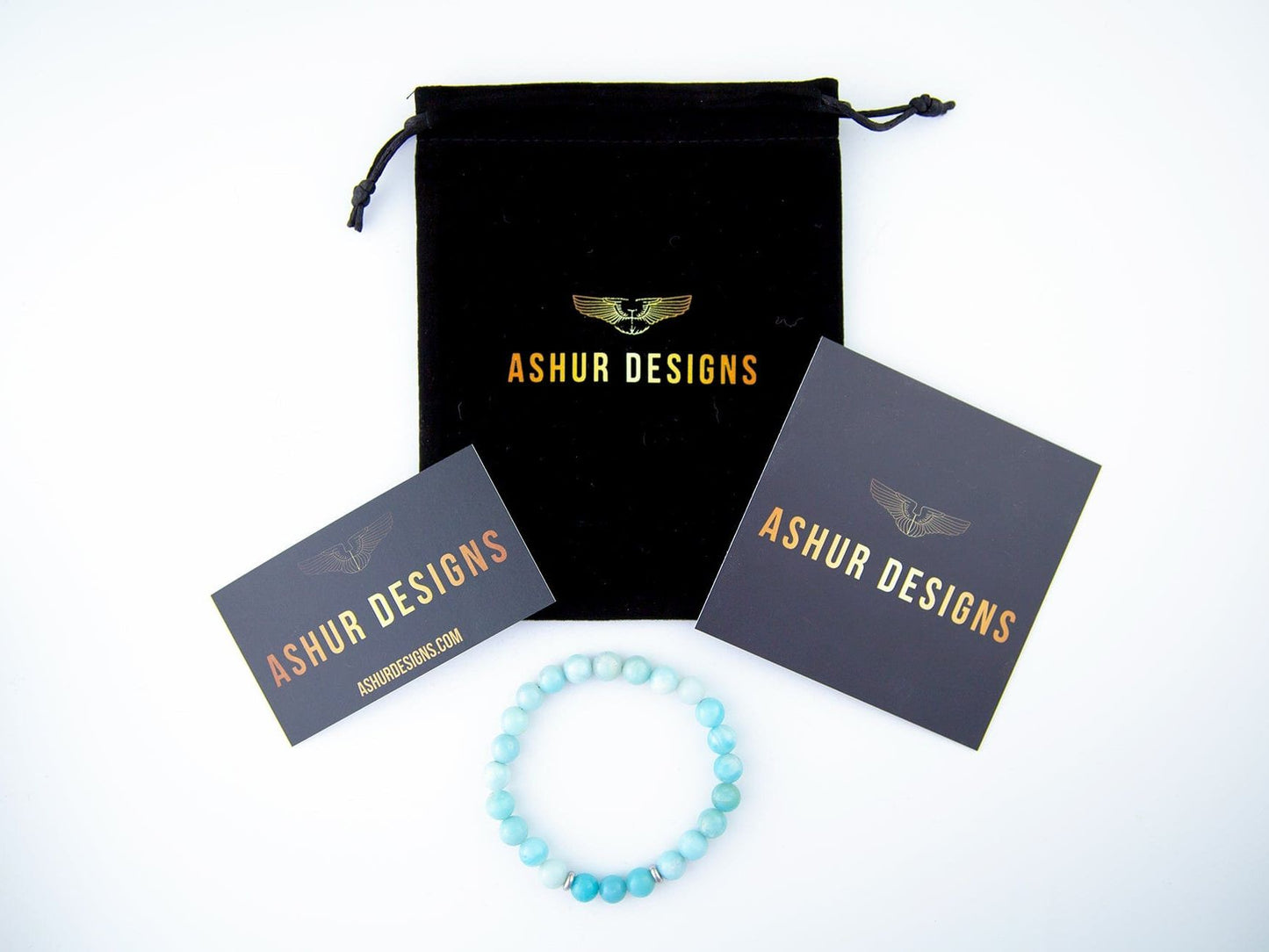 Theia 8mm amazonite natural stone bead bracelet, packaging