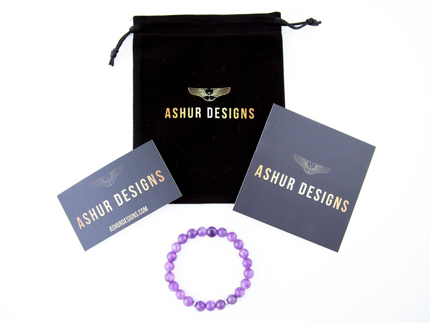Dionysus 8mm Natural Stone Bracelet Amethyst Packaging