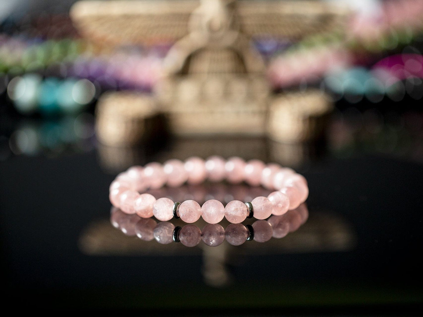 Eros 8mm Rose Quartz natural stone bracelet