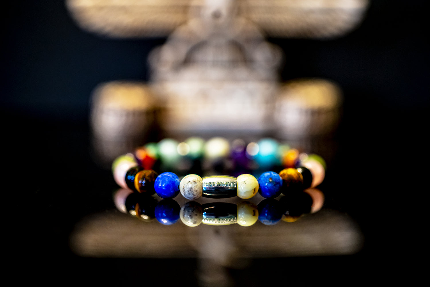 Ashur Designs Pantheon multi gemstone bead bracelet.