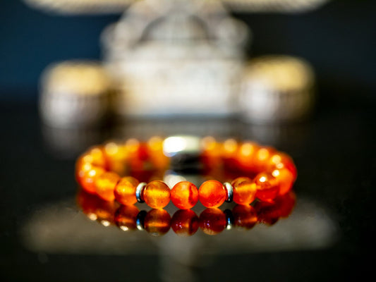 Ashur Designs Sobek natural carnelian agate handmade bracelet, 8mm.