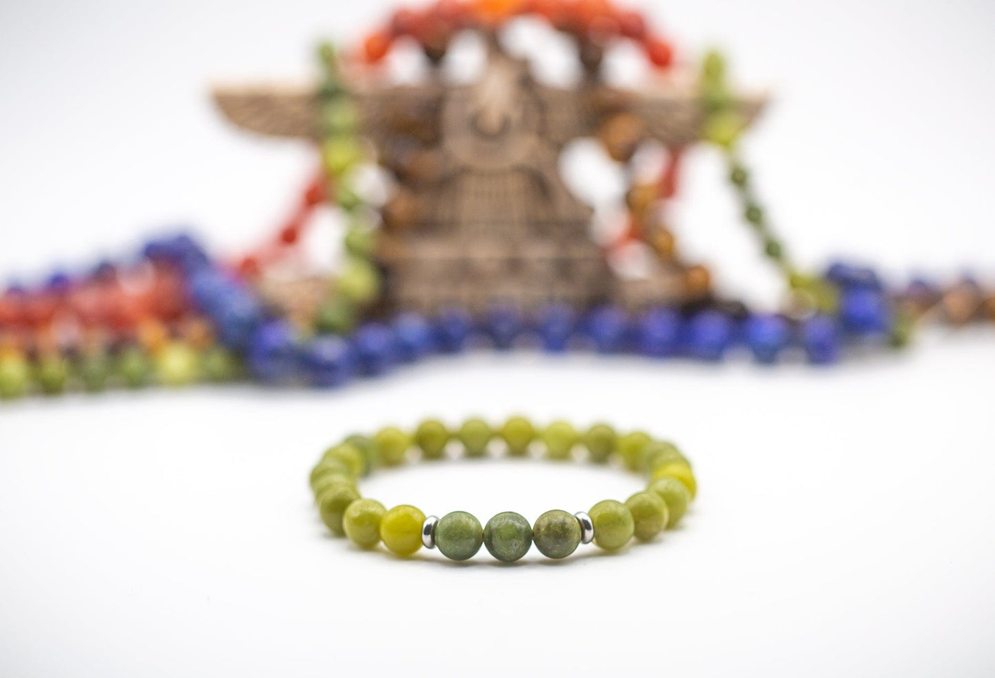Ashur Designs "Pakal" Natural Jade bracelet in 8mm 