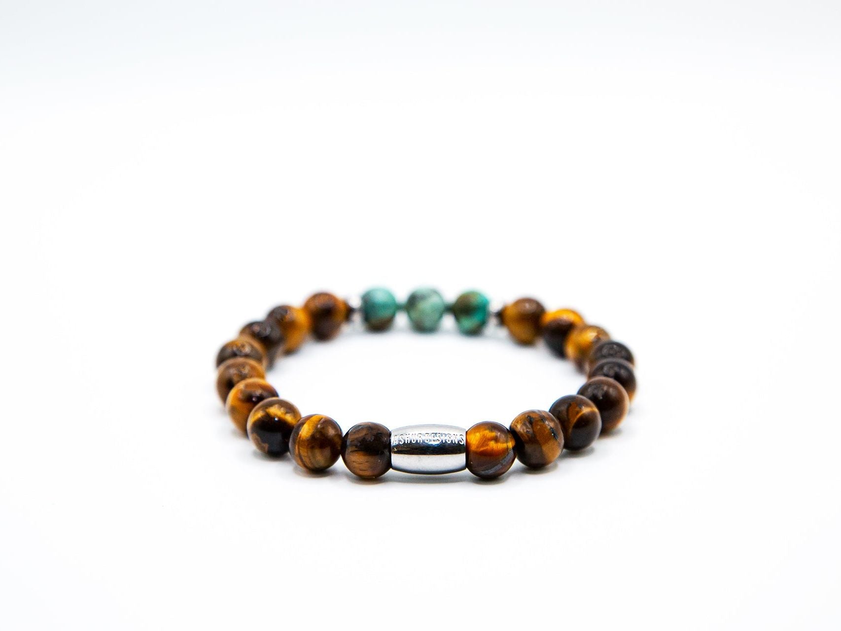 Ashur Designs Odysseus Bracelet, African Turquoise and Tiger's Eye With Ashur Design's Bead.