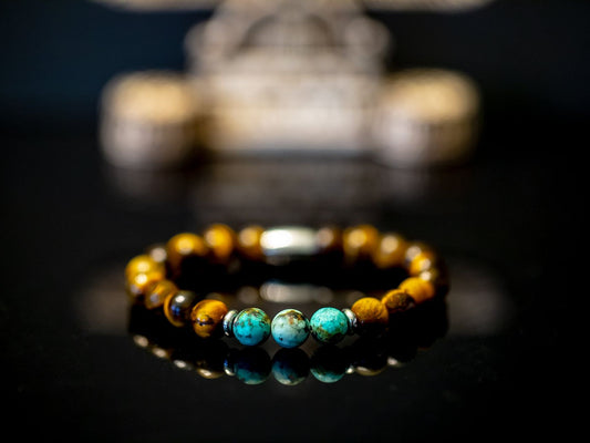 Ashur Designs Odysseus Bracelet, African Turquoise and Tiger's Eye.