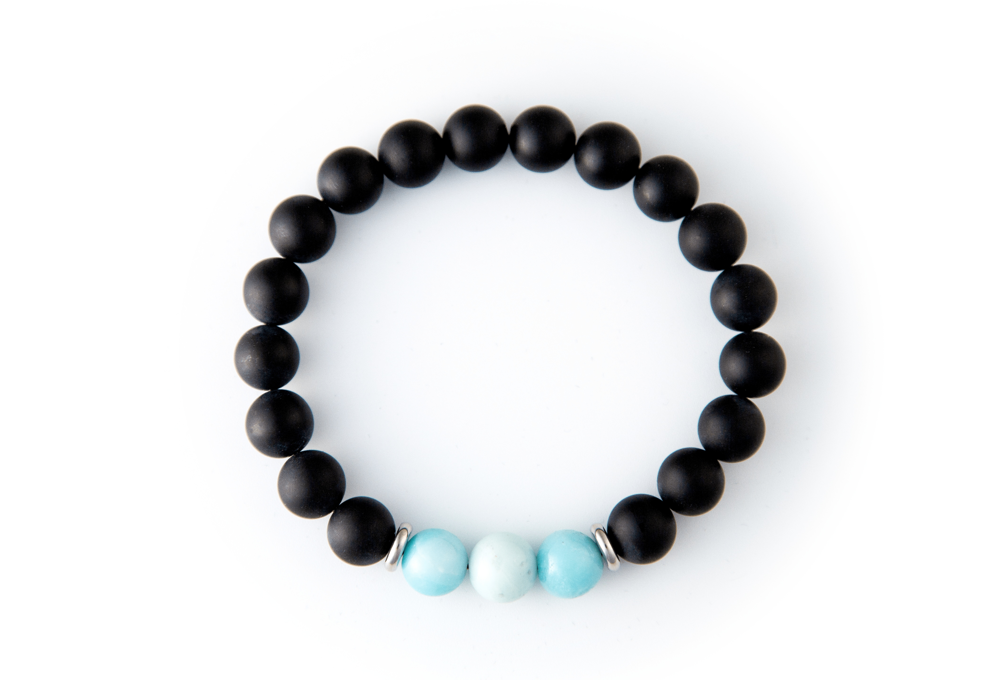 Brayson - 6mm - Matte Black Onyx Beaded Minimalist Stretchy Bracelet with  Faceted Onyx Beads